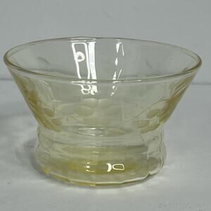 depression glass yellow etched floral leaves vines berry bowl replacement Dish
